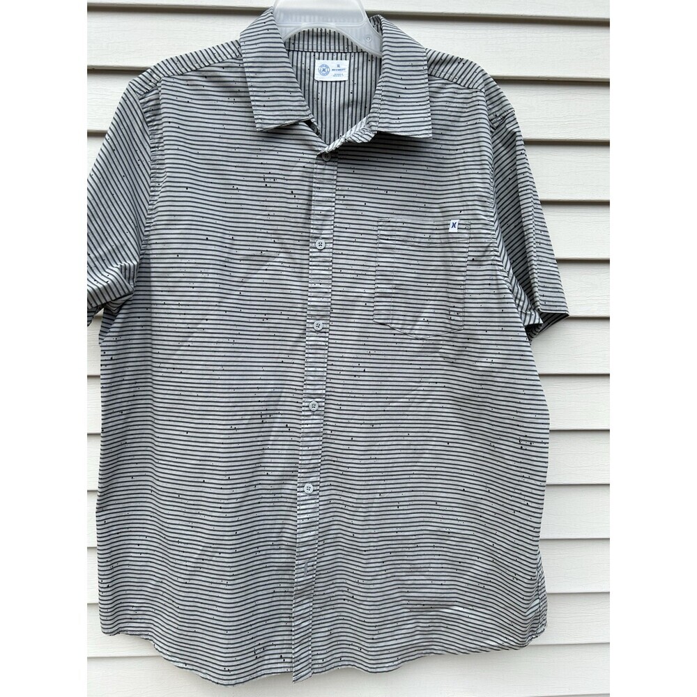 Hurley Shirt Size Xl Gray Stripe Button Down Current Style With Quality Fabric,